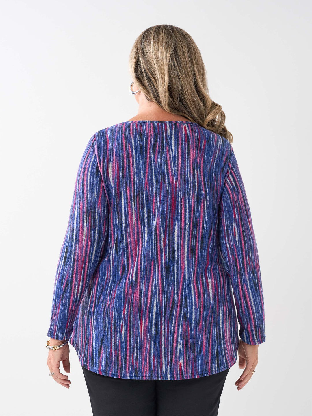 Printed Long Sleeve Basic Top - Violeta