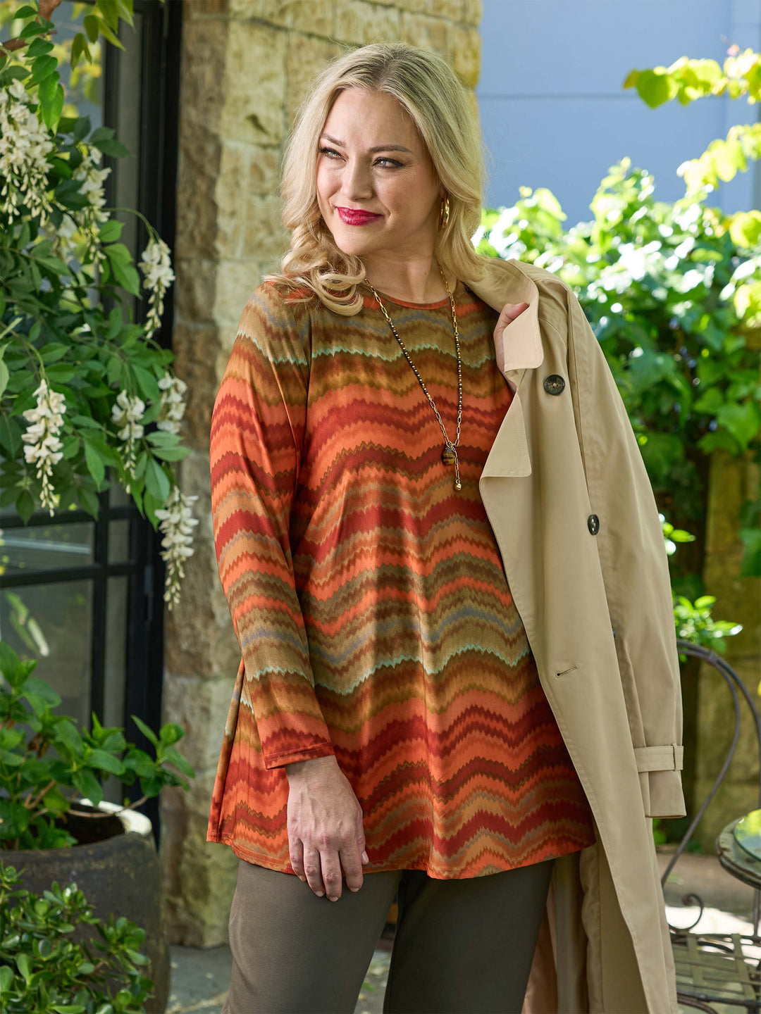 Boat Neck Swing Jersey Top - Texas Waves