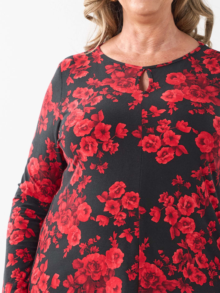 Keyhole Jersey Top - Rose Garden
