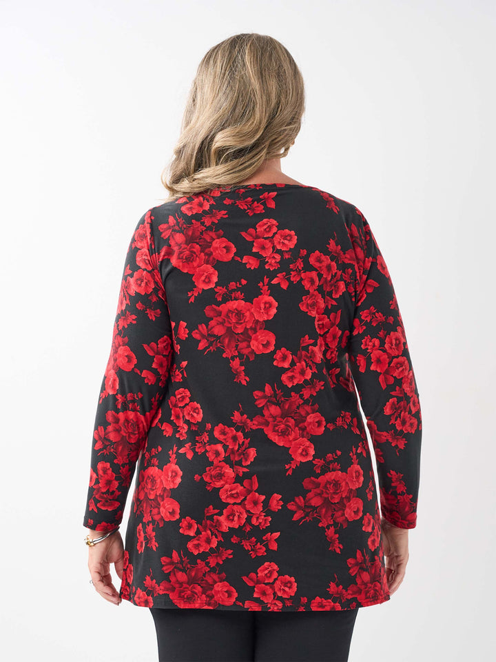 Keyhole Jersey Top - Rose Garden