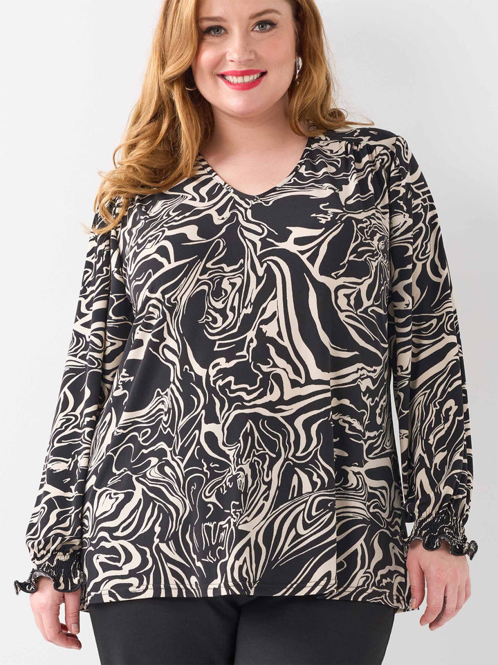 V-Neck Frill Sleeve Top - Code Name