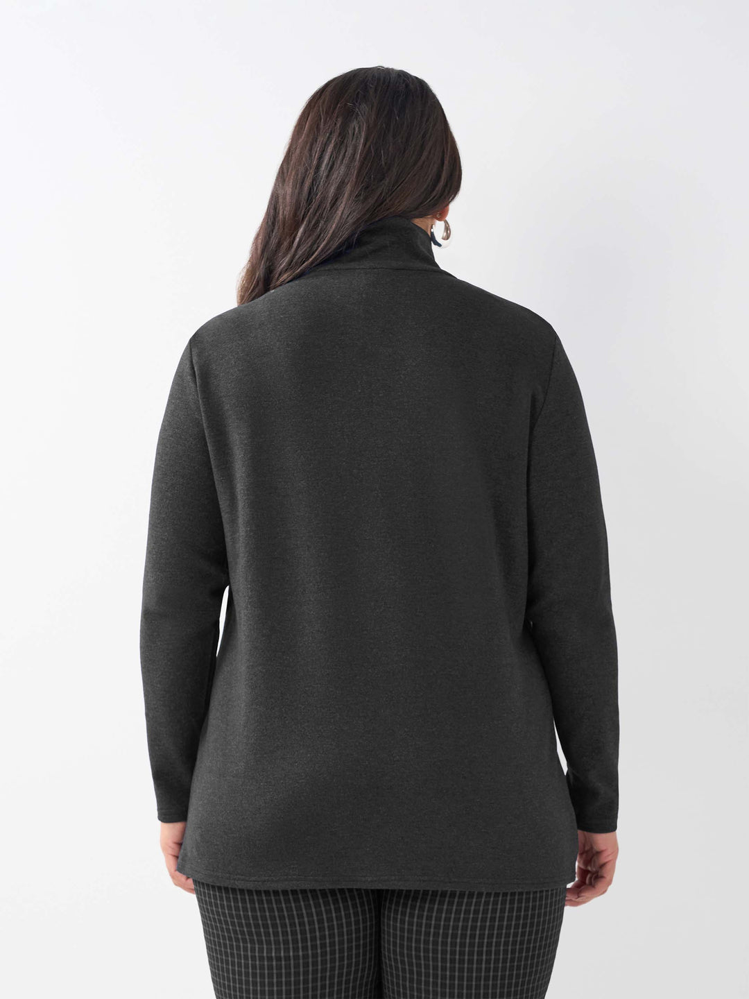 Warm Rib Cross Neck Knit Top - Black