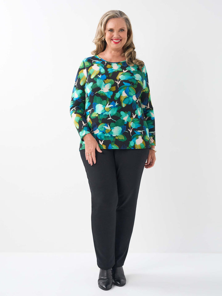 Printed Basic Long Sleeve Top - Jewel Life