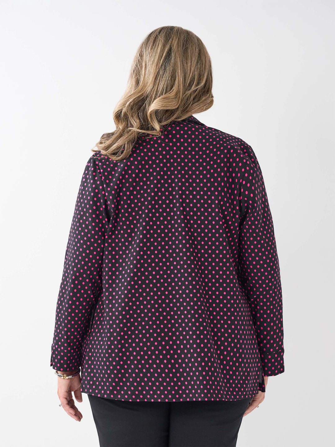 Collared Zip Front Jacket - Pink Polka Dot