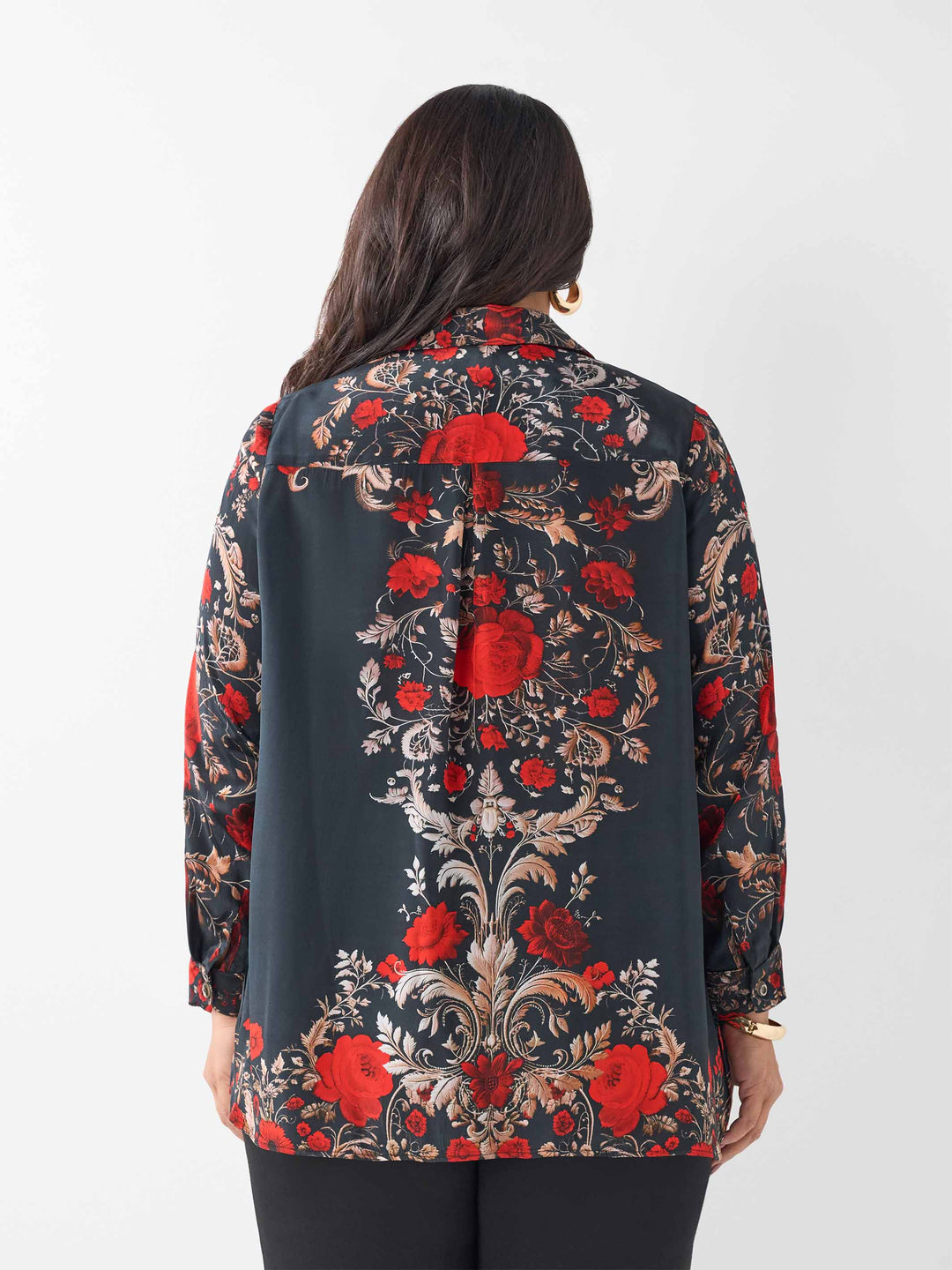 Collared Printed Shirt - Mystic Roses