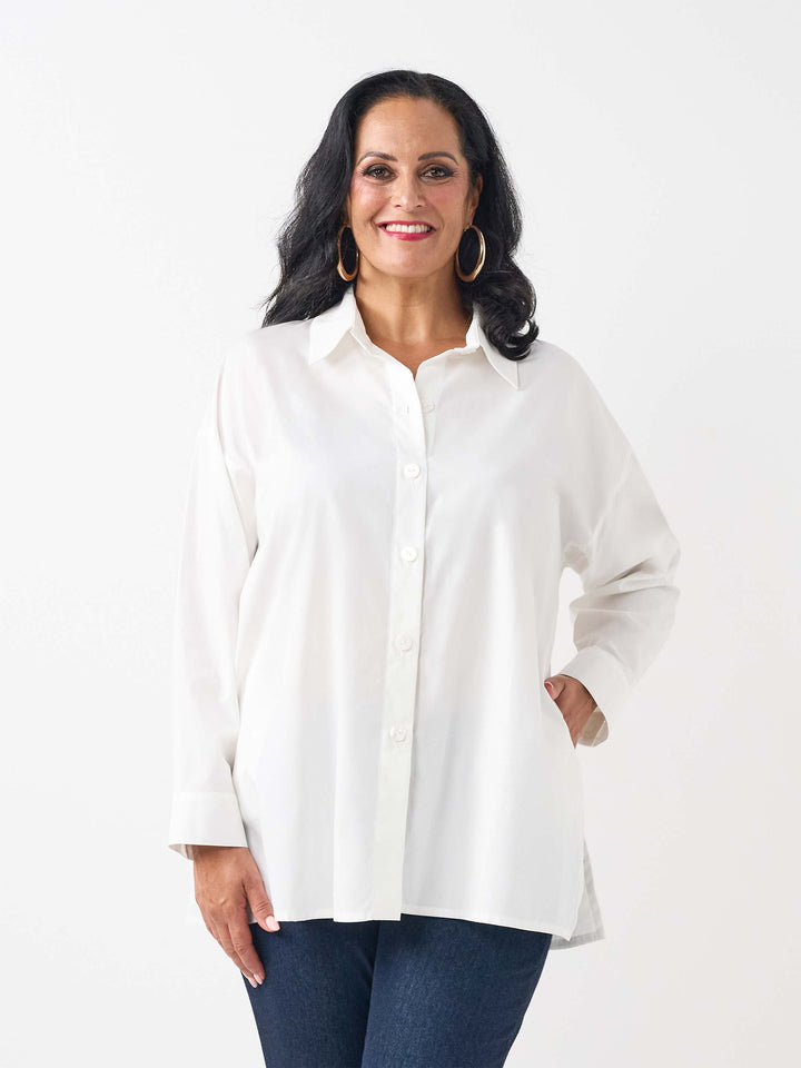 Collared Plain Cotton Shirt - White