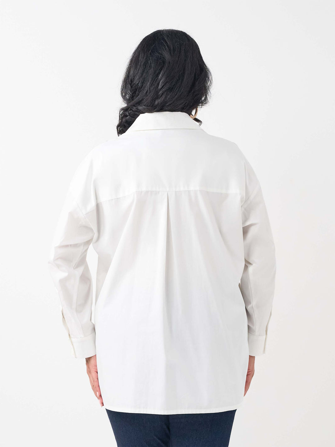 Collared Plain Cotton Shirt - White