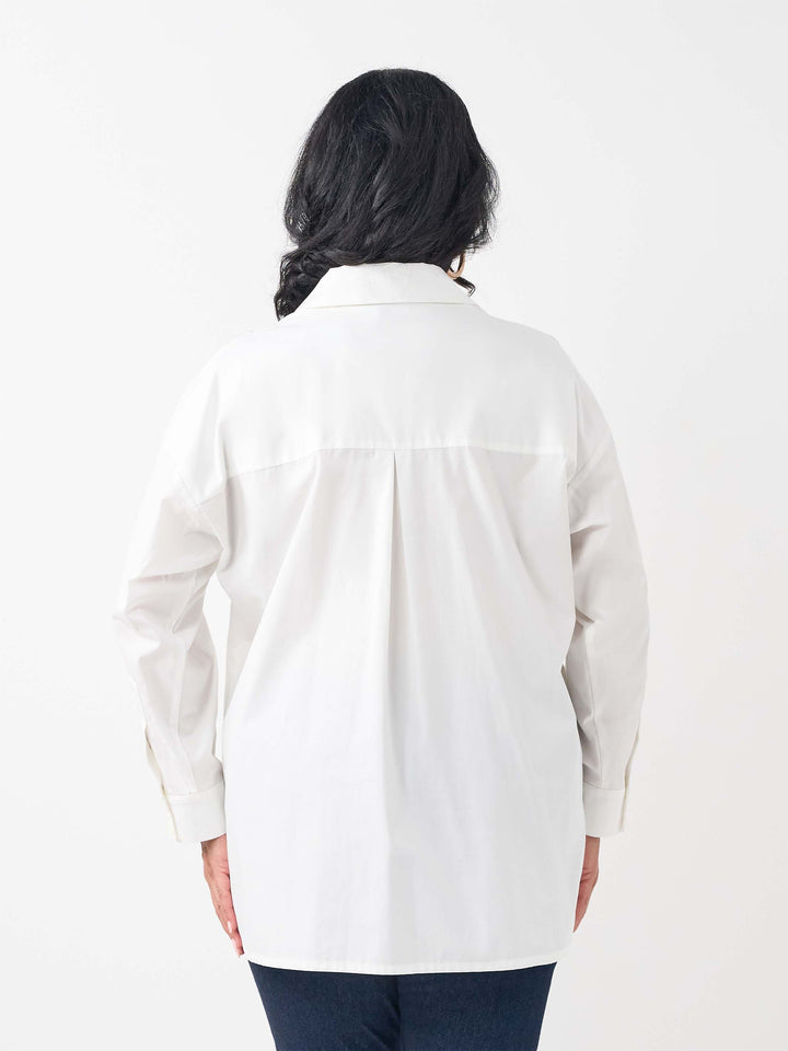 Collared Plain Cotton Shirt - White