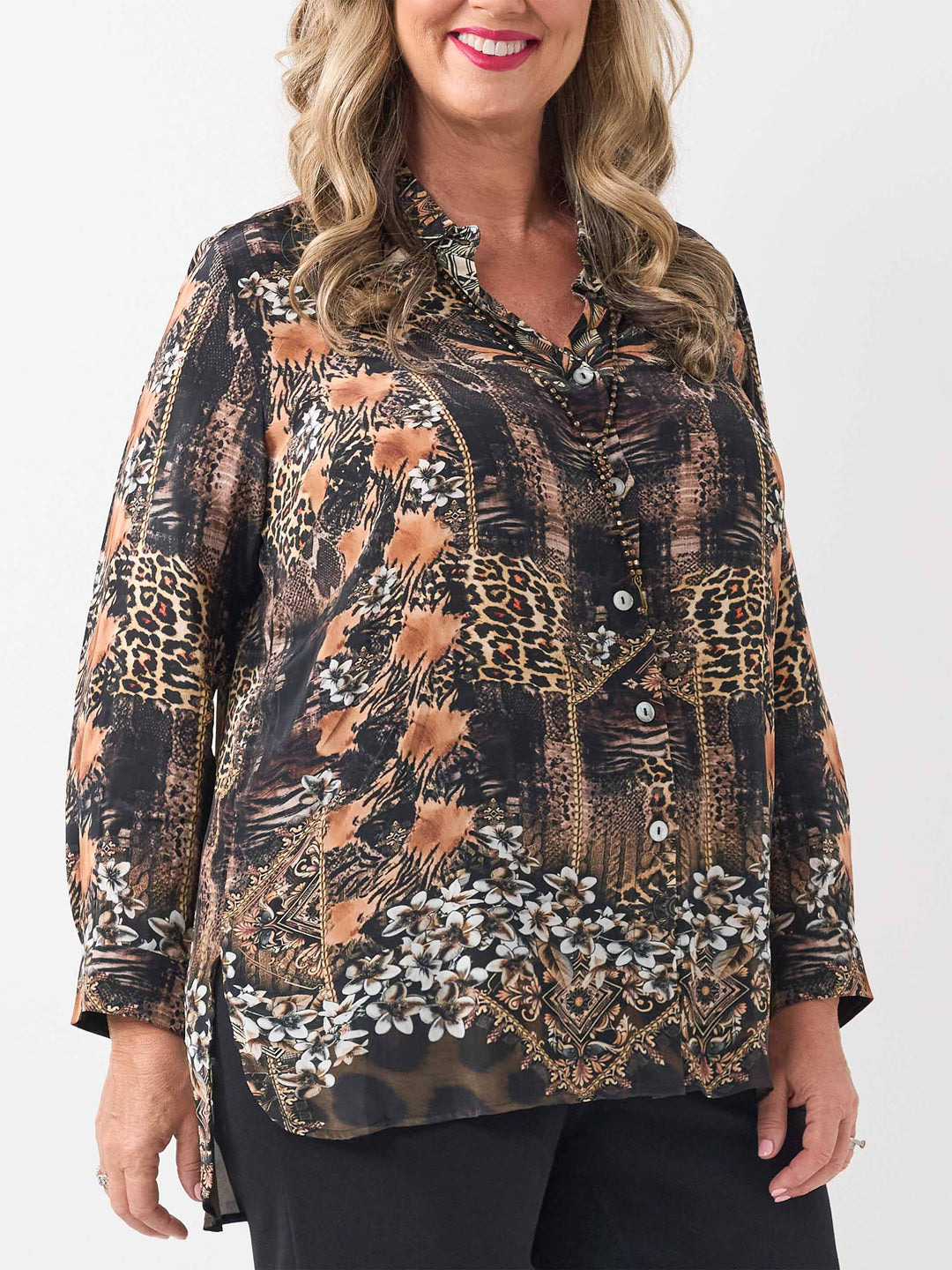 Collared Printed Shirt - Animal Art