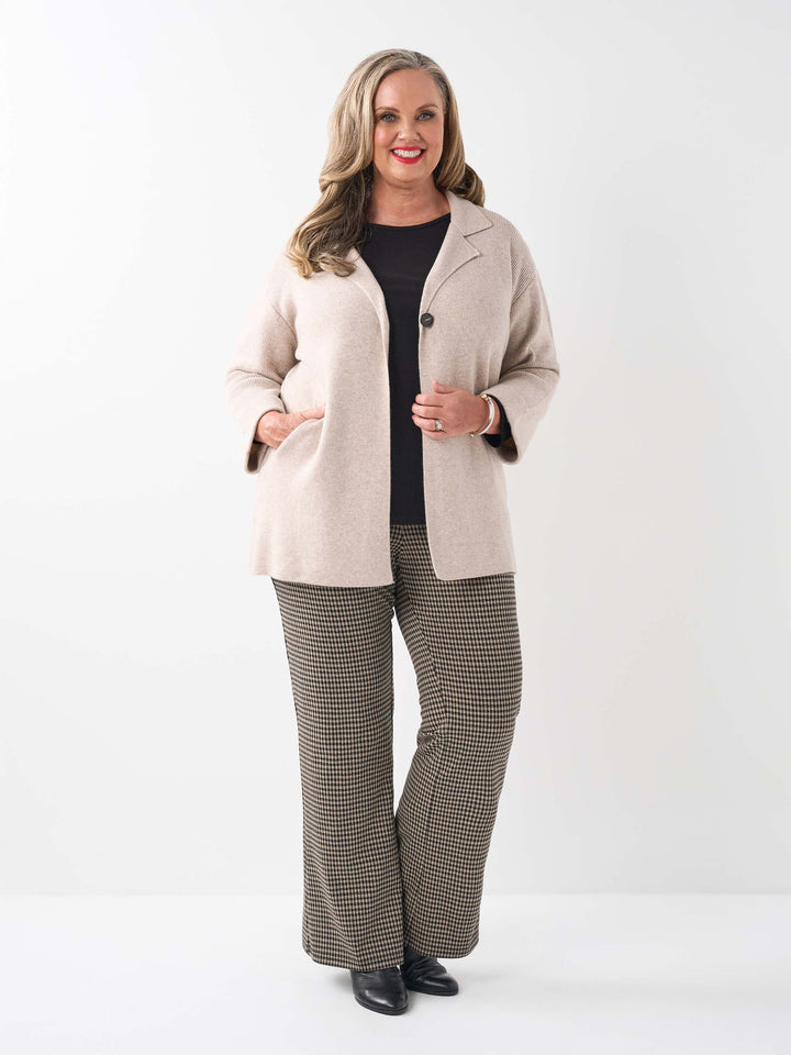 Bootleg Check Pant - Beige/Black