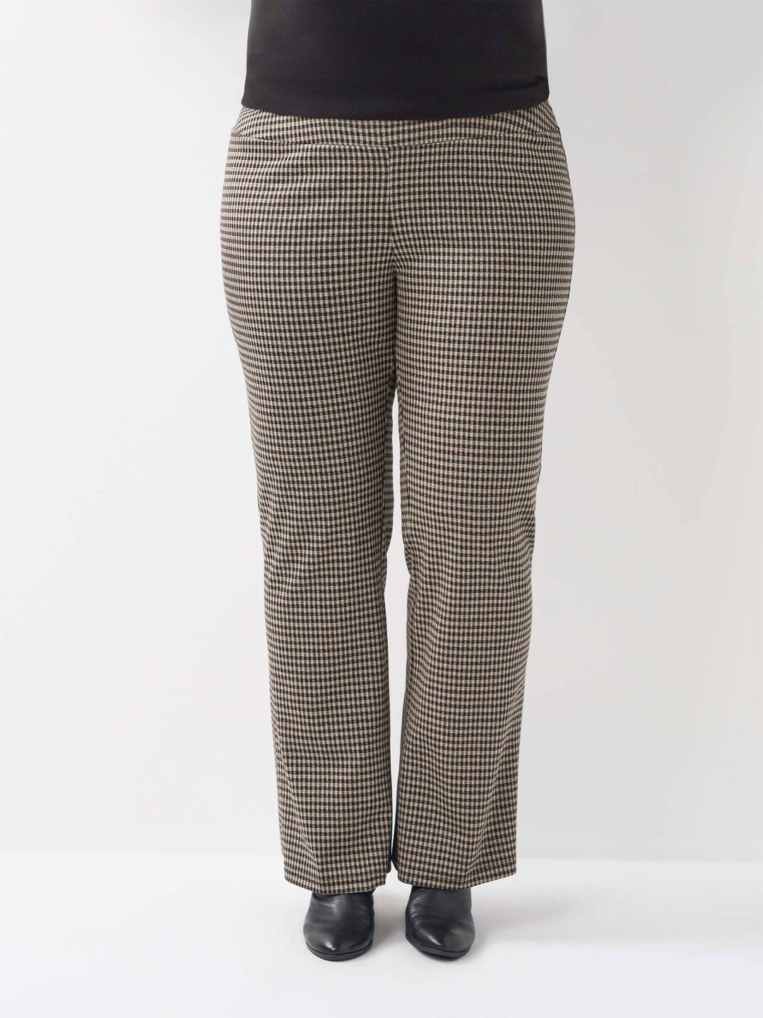 Bootleg Check Pant - Beige/Black