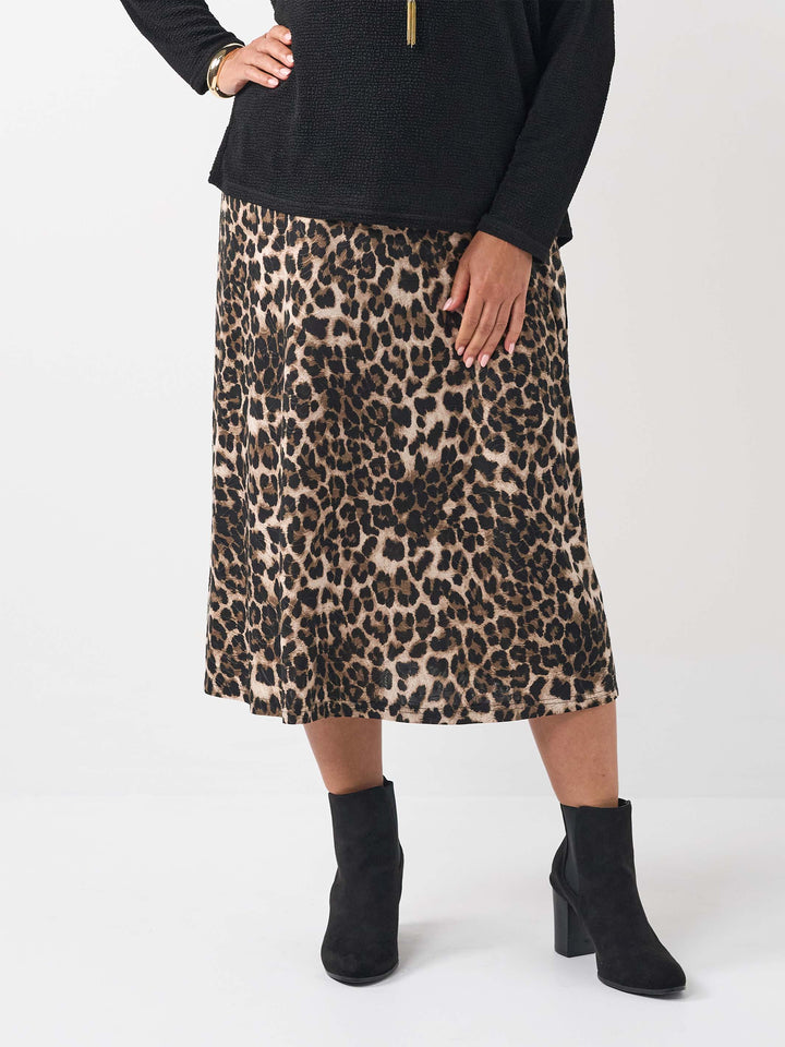 Printed Jersey Skirt - Embossed Leopard