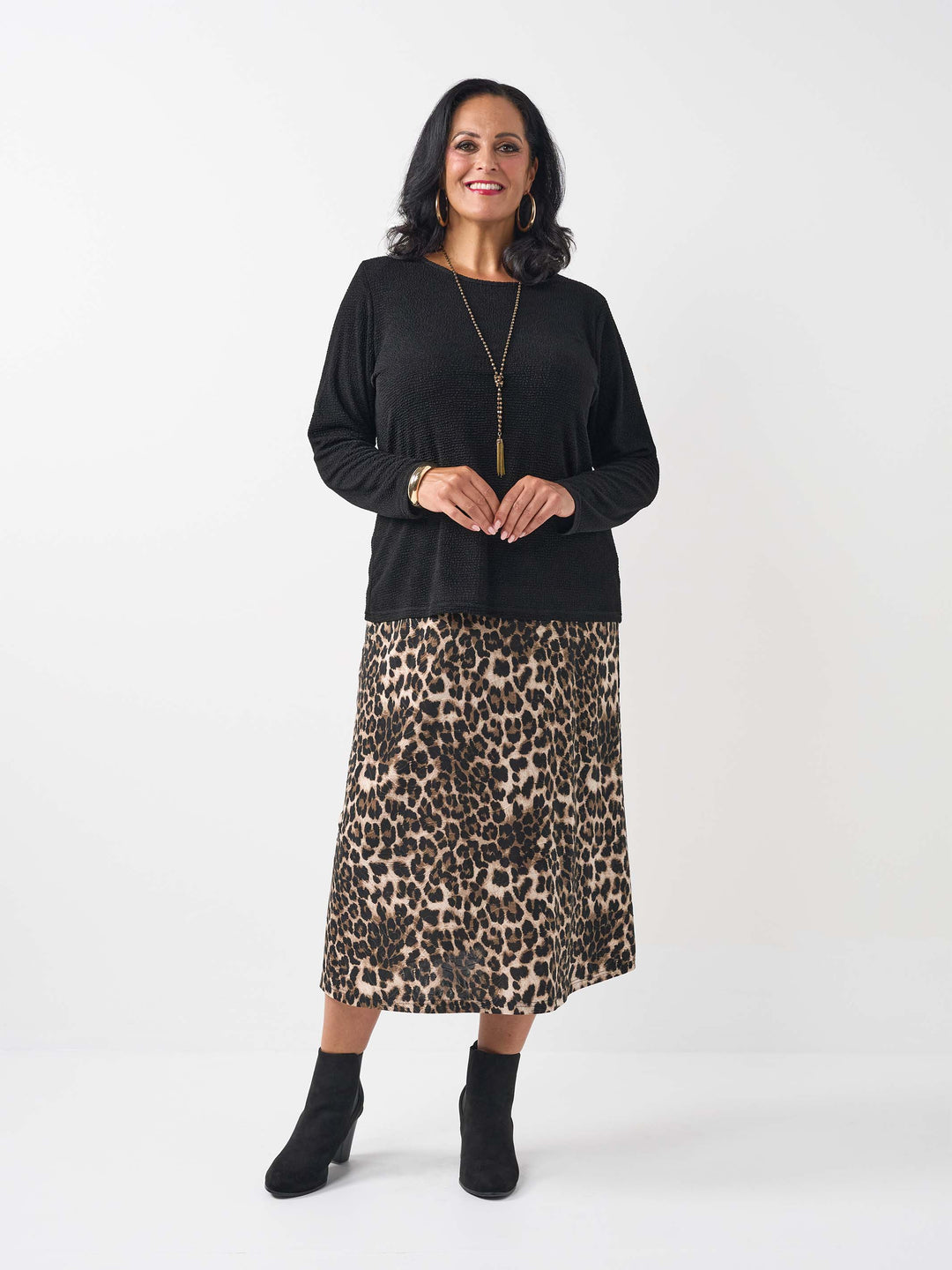 Printed Jersey Skirt - Embossed Leopard