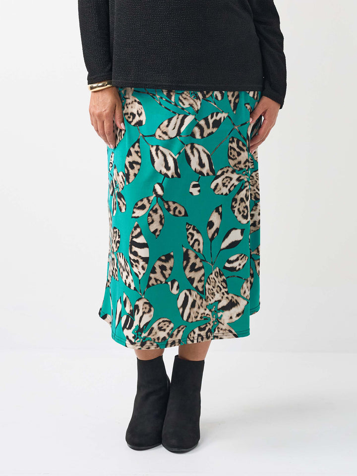Printed Jersey Skirt - Leopard Leaves