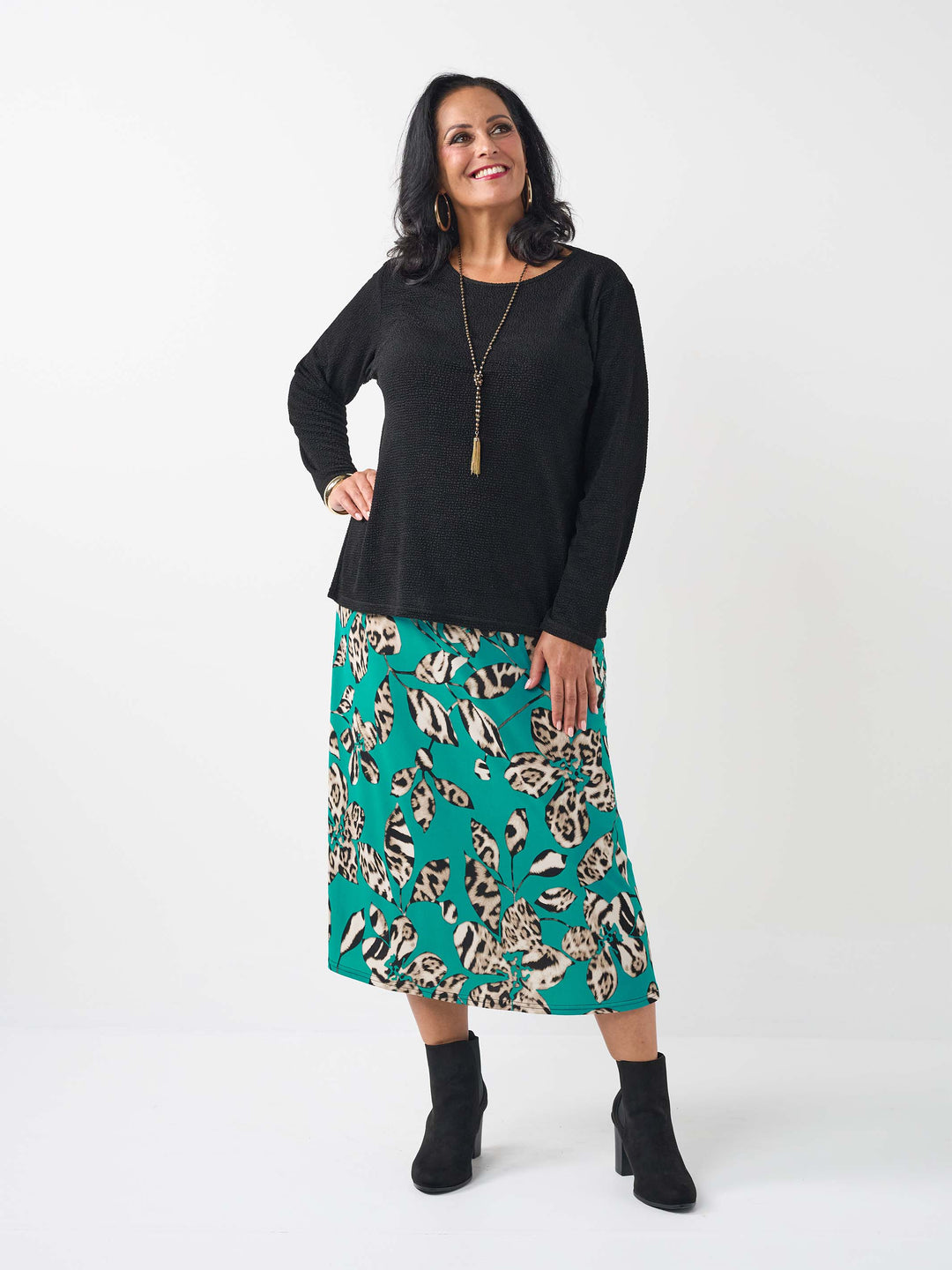Printed Jersey Skirt - Leopard Leaves