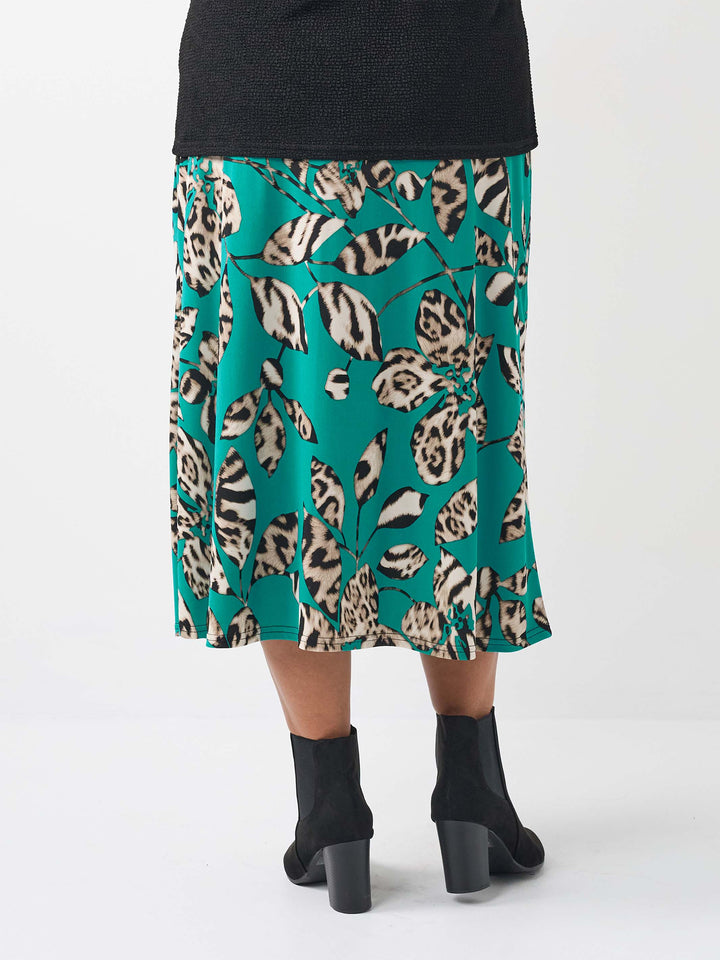 Printed Jersey Skirt - Leopard Leaves