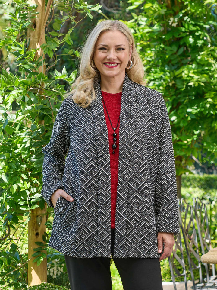 Chevron Loose Jacket - Black/White