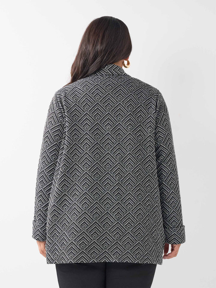 Chevron Loose Jacket - Black/White