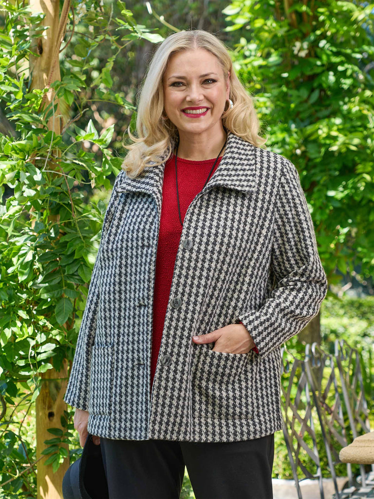 Tailored Short Jacket - Houndstooth – Swish Fashion