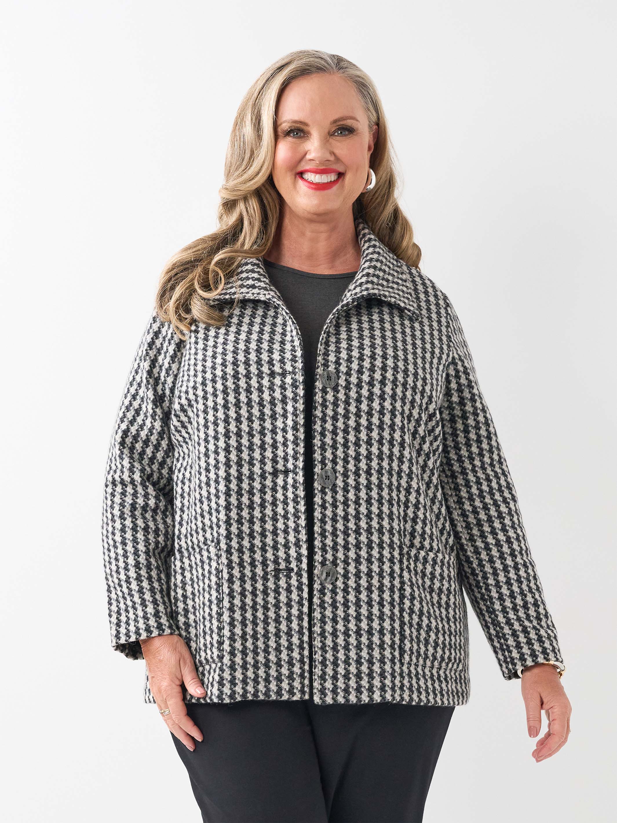 Tailored Short Jacket - Houndstooth – Swish Fashion