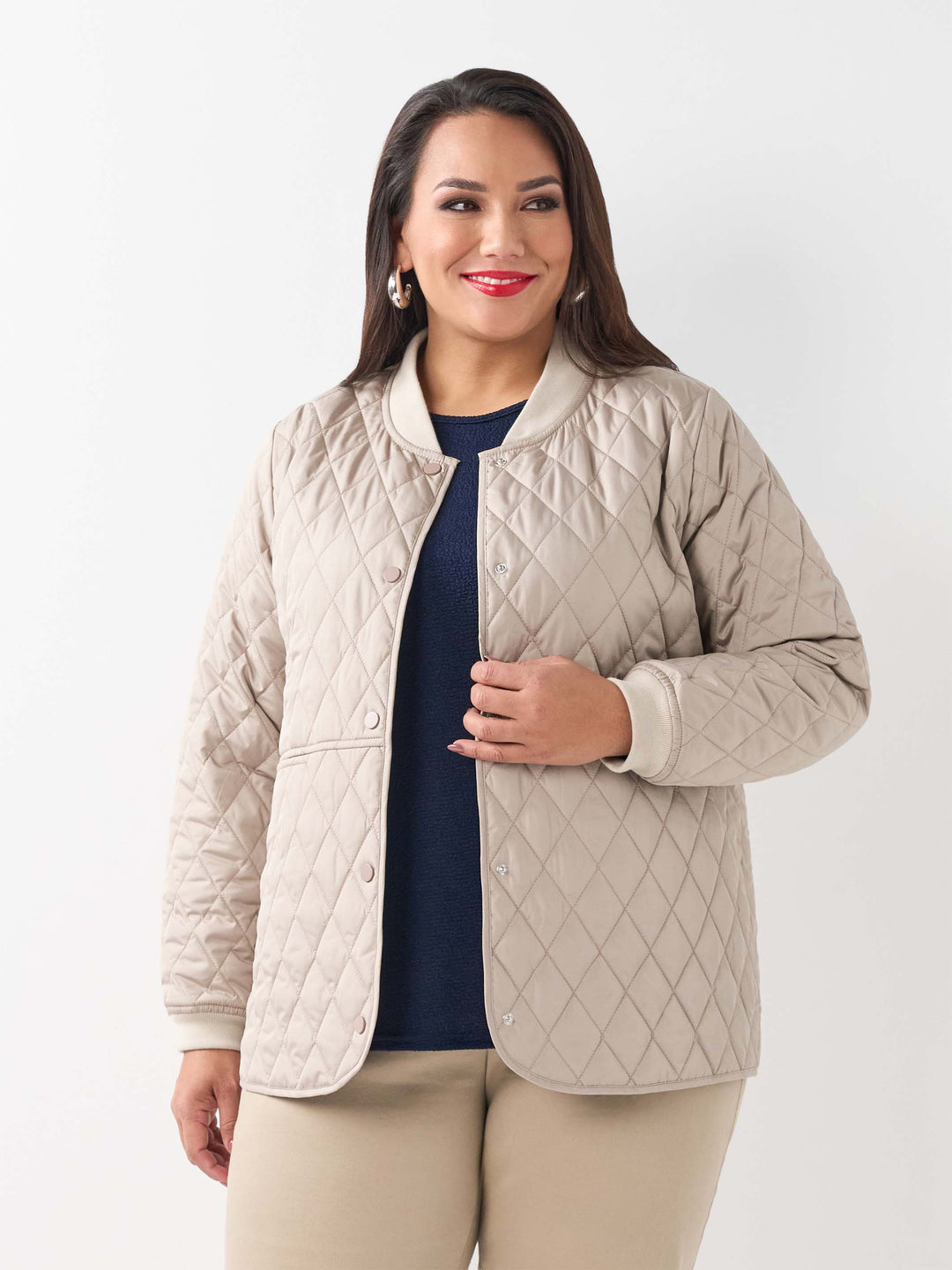 Quilted Short Jacket - Putty