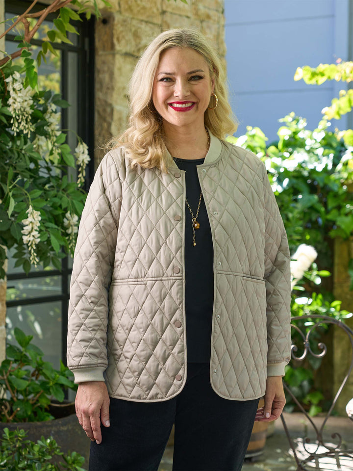 Quilted Short Jacket - Putty