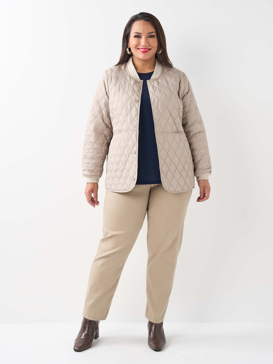Quilted Short Jacket - Putty