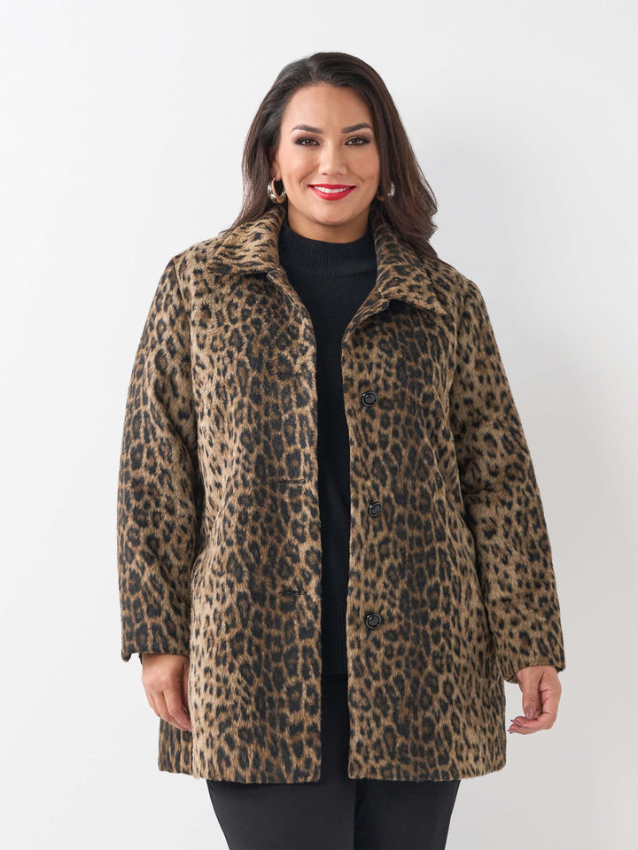Animal Pile Coat - Leopard
