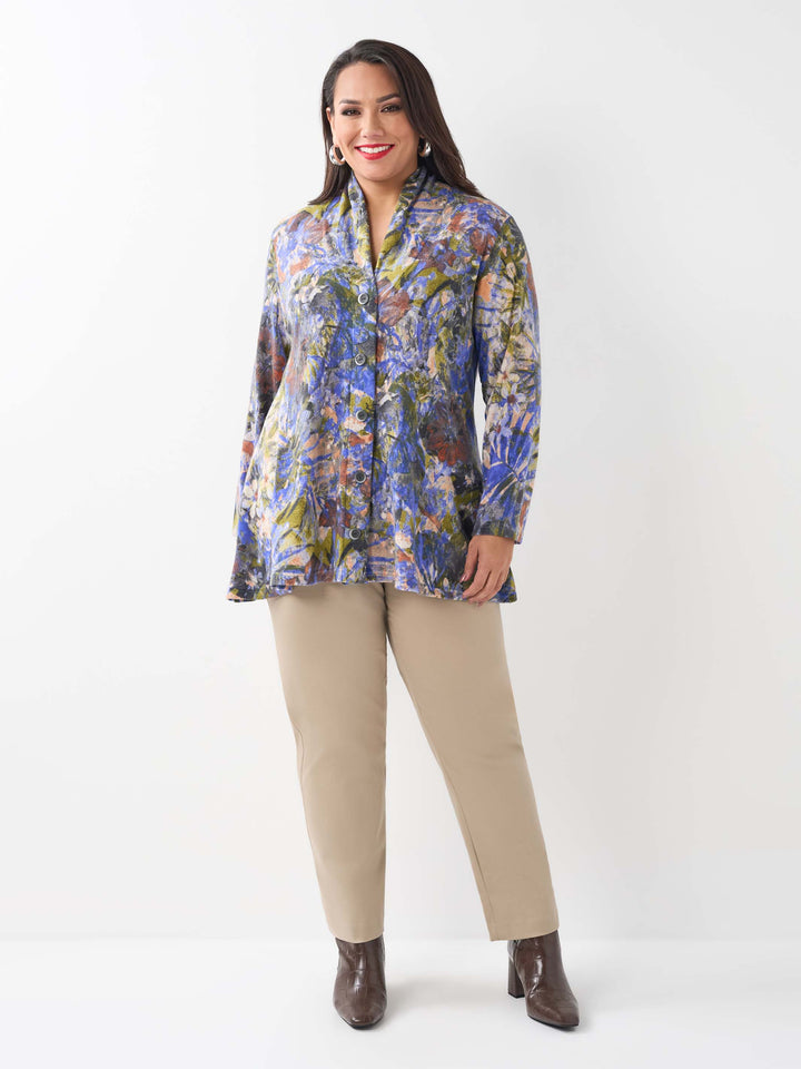 High Neck Cardigan - Autumn Array