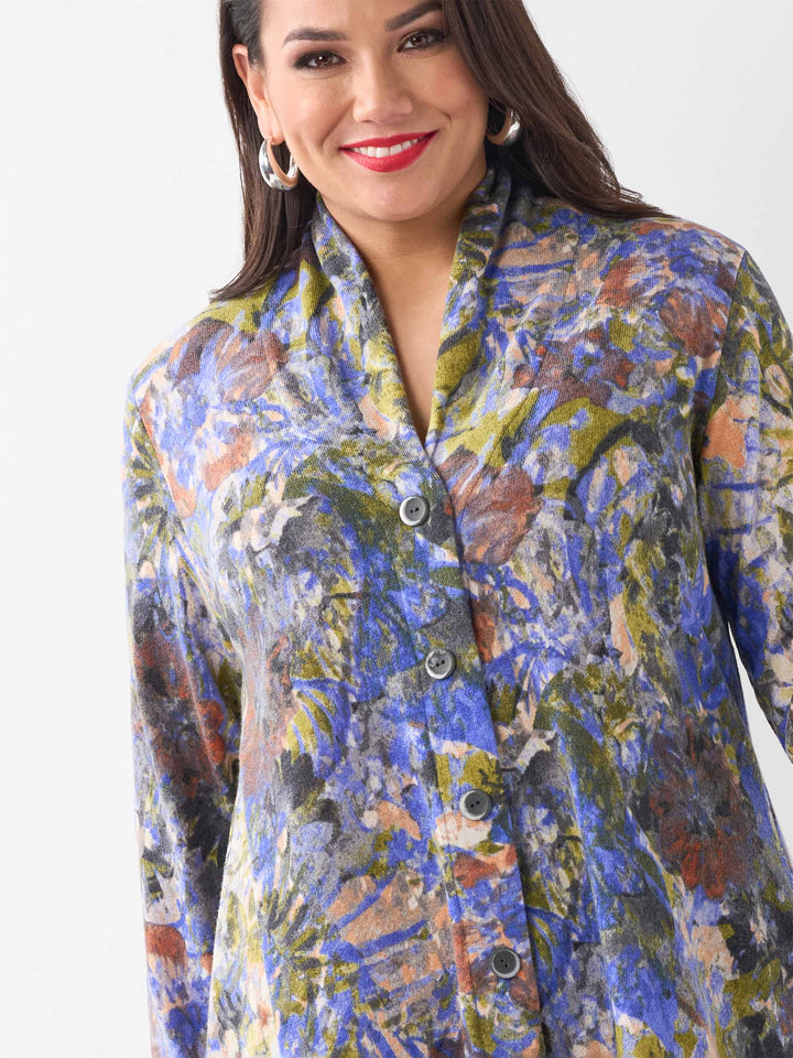 High Neck Cardigan - Autumn Array