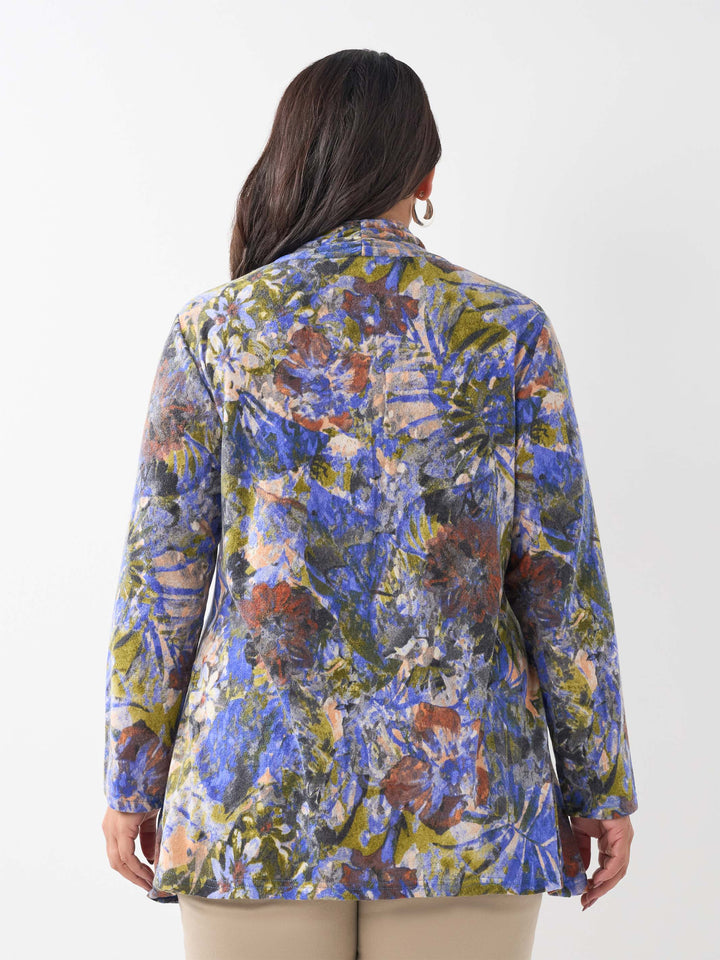 High Neck Cardigan - Autumn Array