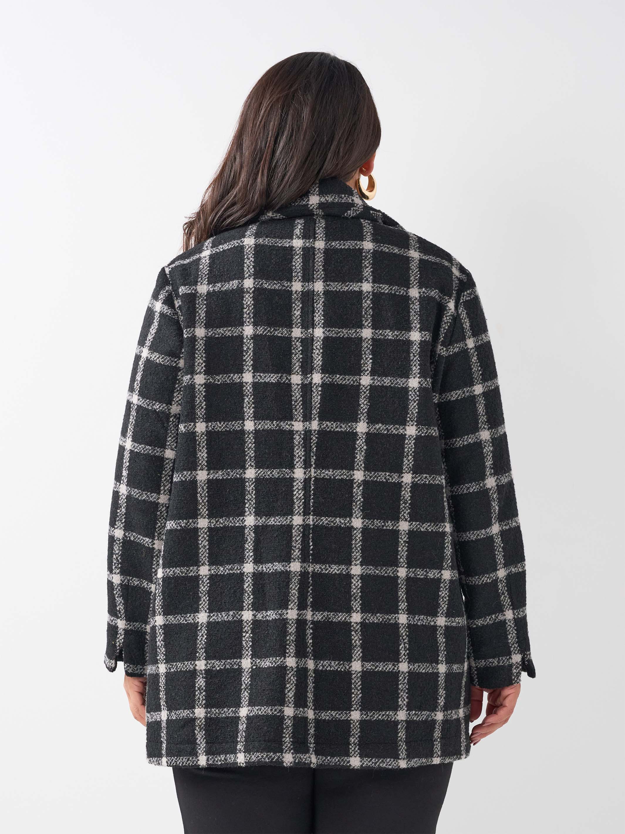 Square Check Wool Coat - Black Check – Swish Fashion