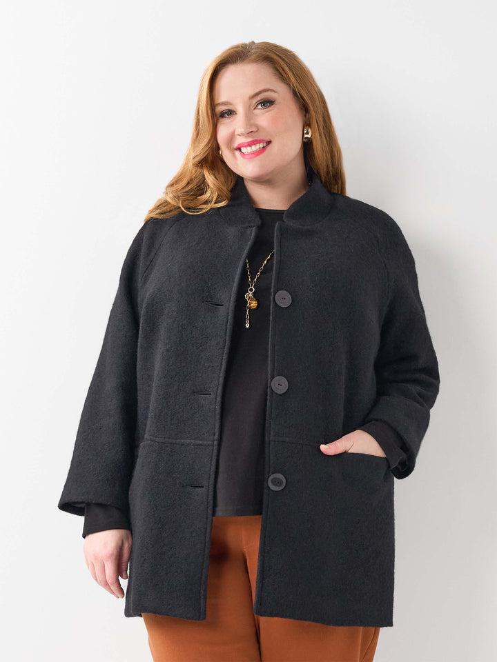 Wool Furpile Coat - Black