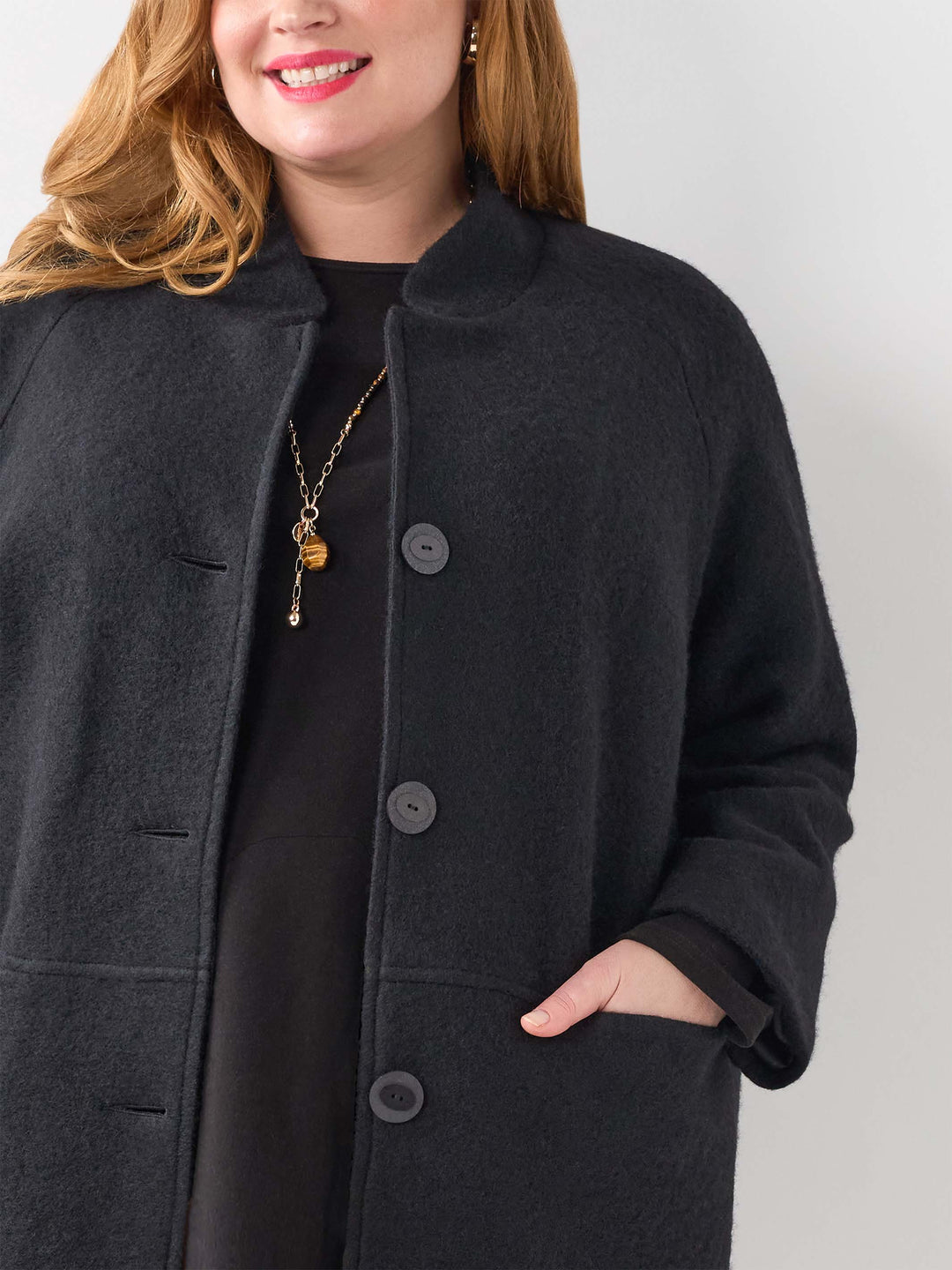 Wool Furpile Coat - Black