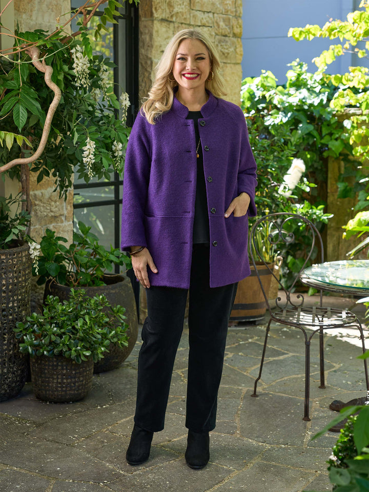 Wool Furpile Coat - Purple