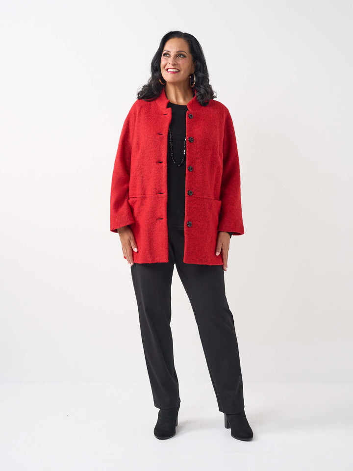 Wool Furpile Coat - Red
