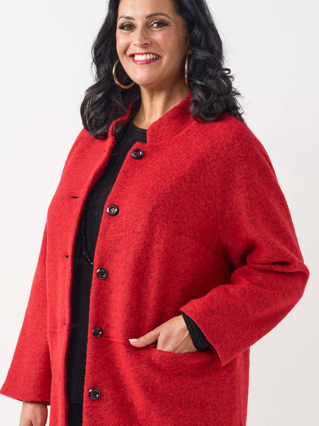 Wool Furpile Coat - Red