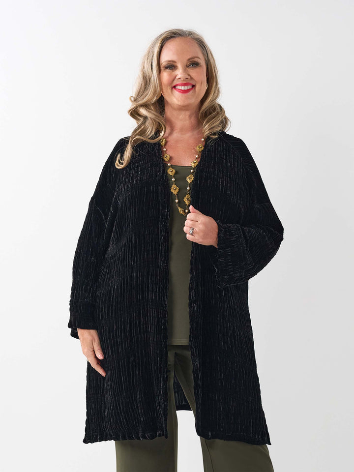 Ruched Velvet Jacket - Black