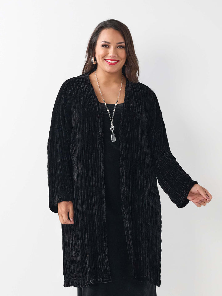 Ruched Velvet Jacket - Black