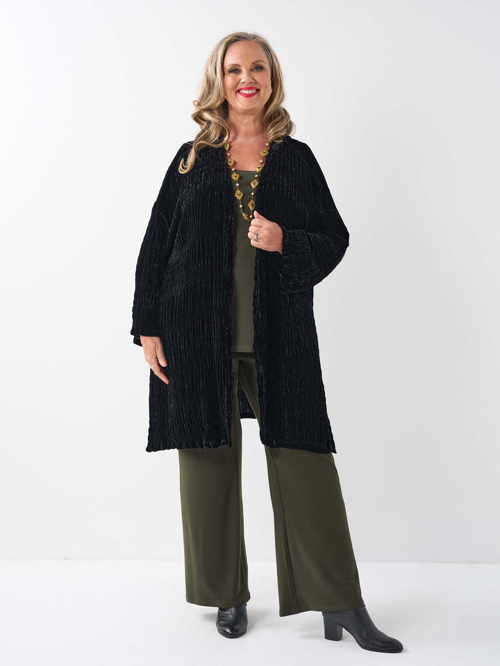 Ruched Velvet Jacket - Black