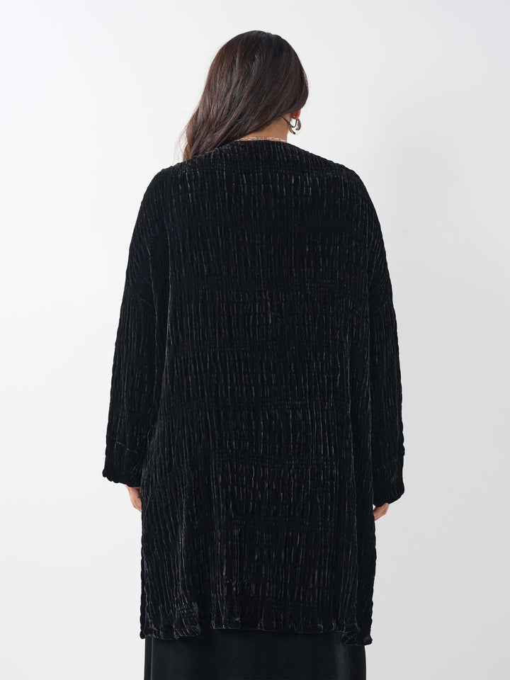 Ruched Velvet Jacket - Black