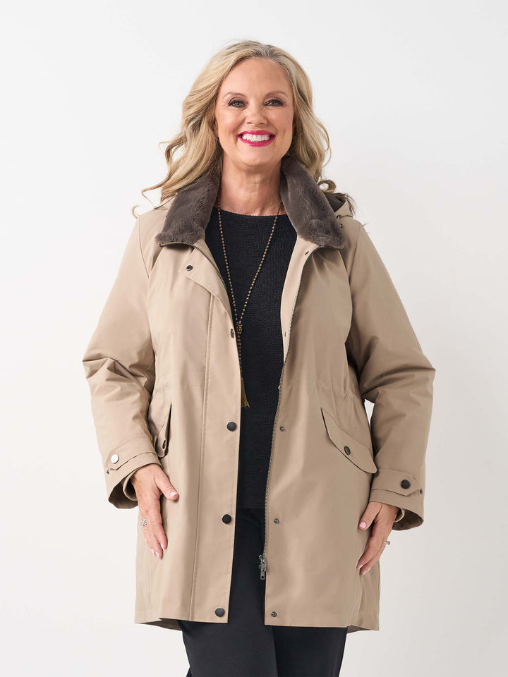 Zip-Off Hood All Weather Jacket - Beige