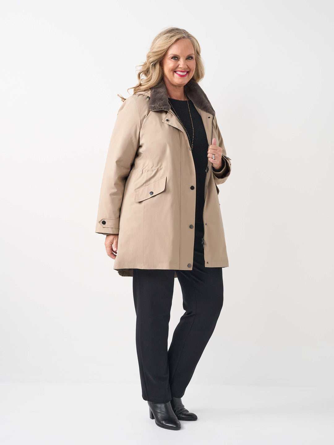 Zip-Off Hood All Weather Jacket - Beige