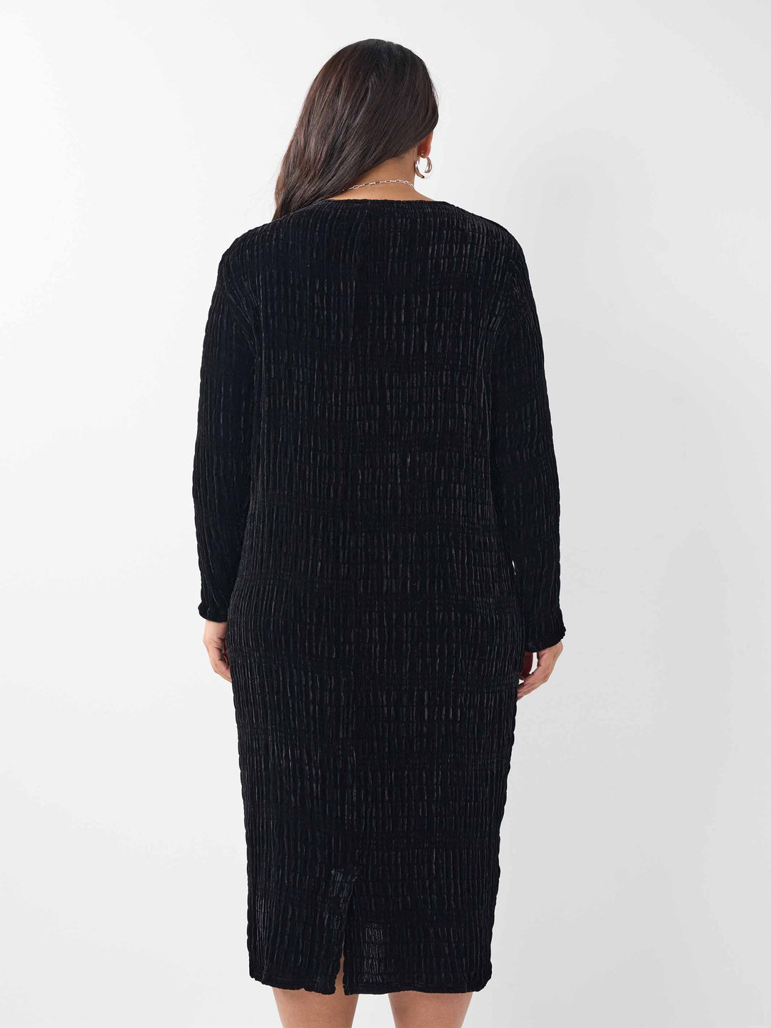 Ruched Velvet Dress - Black