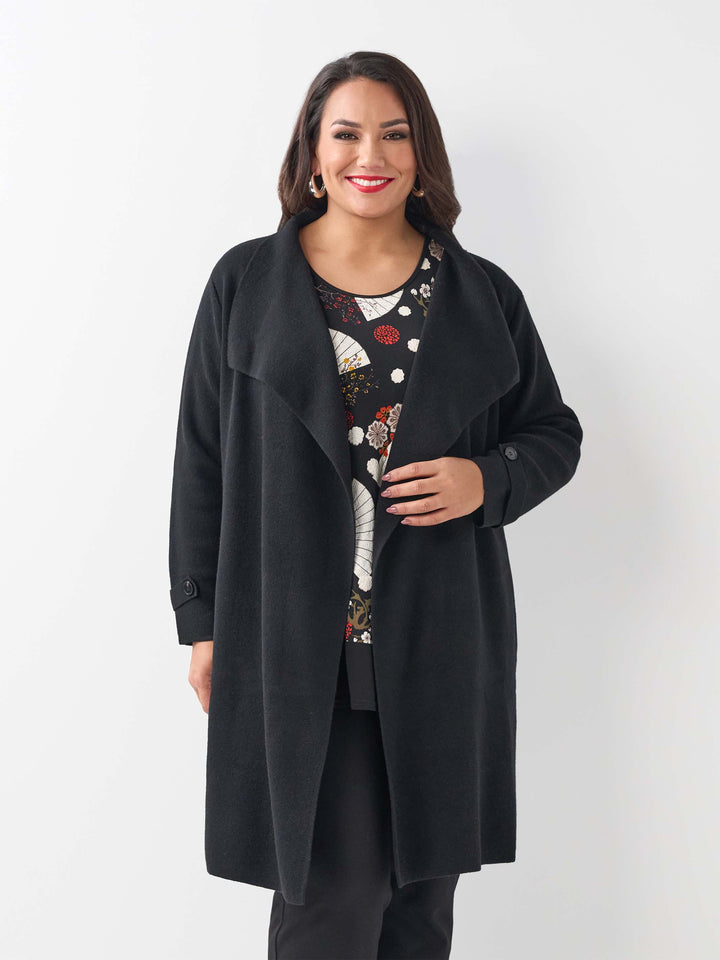 Open Front Longline Cardigan - Black