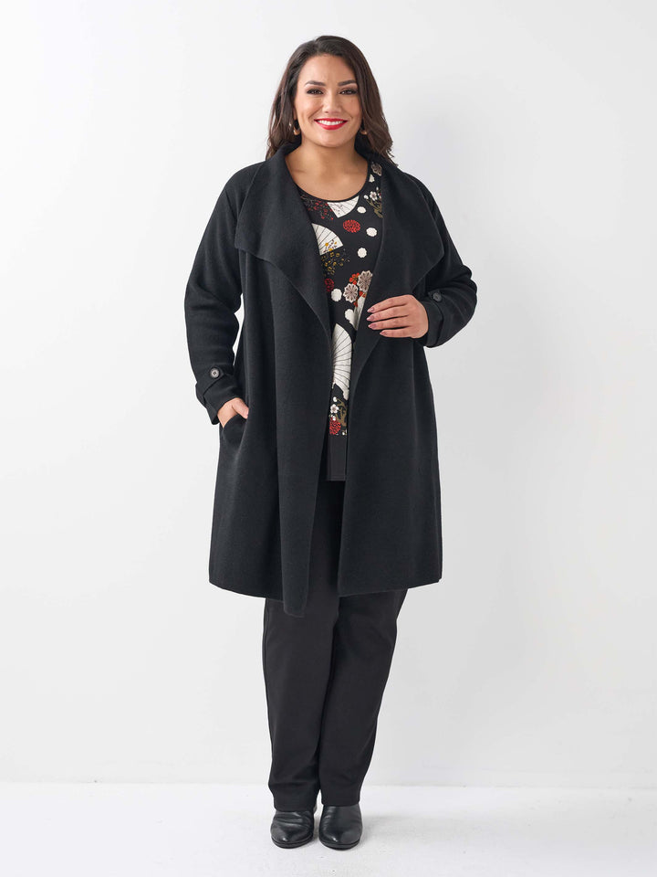 Open Front Longline Cardigan - Black