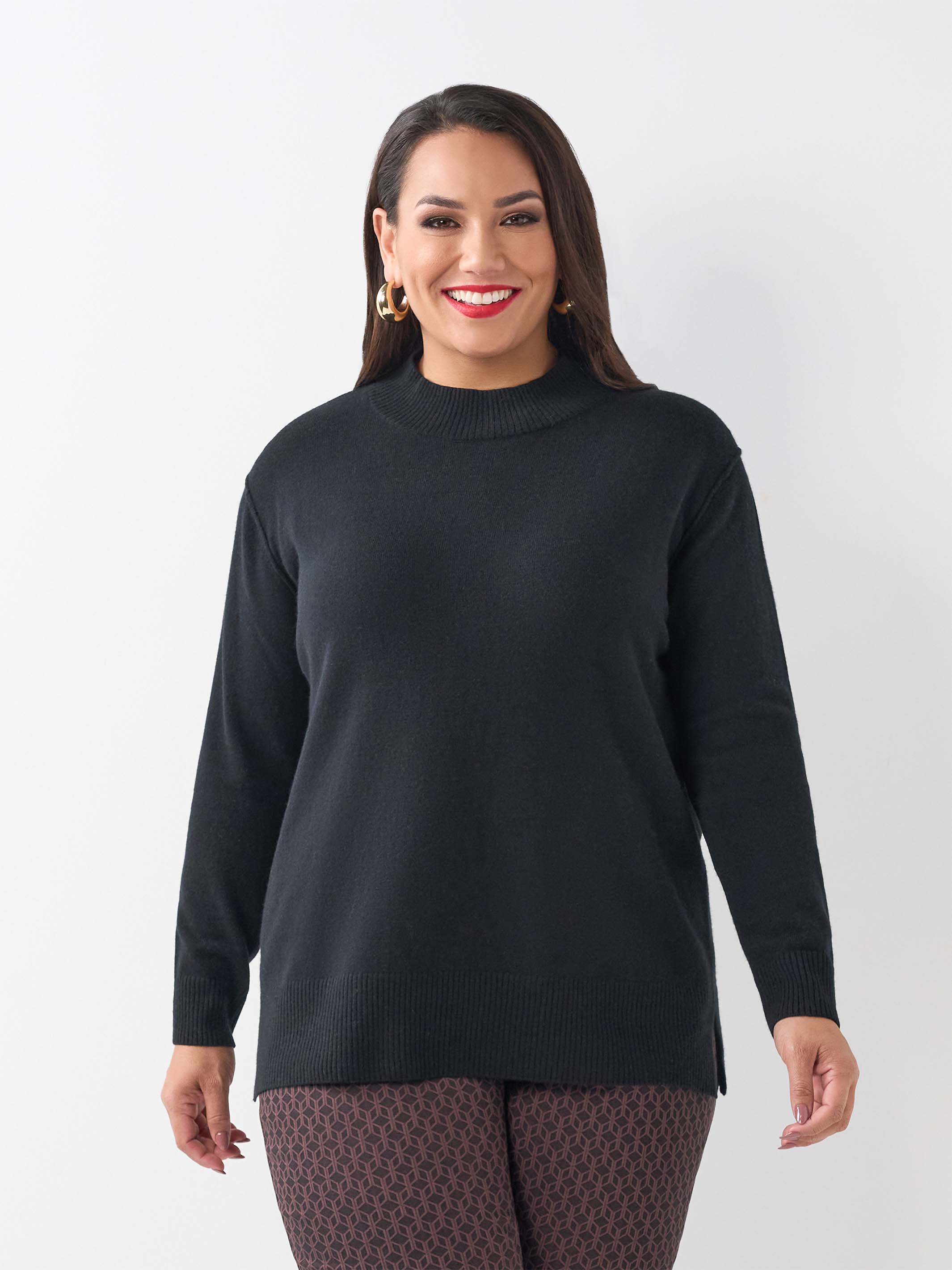 Mock Turtle Knit Jumper - Black – Swish Fashion