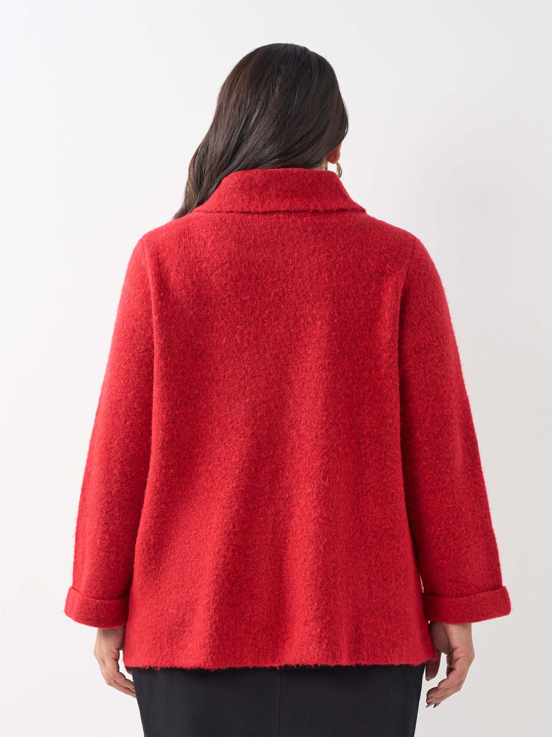 Rolled Collar Knit Jumper - Red
