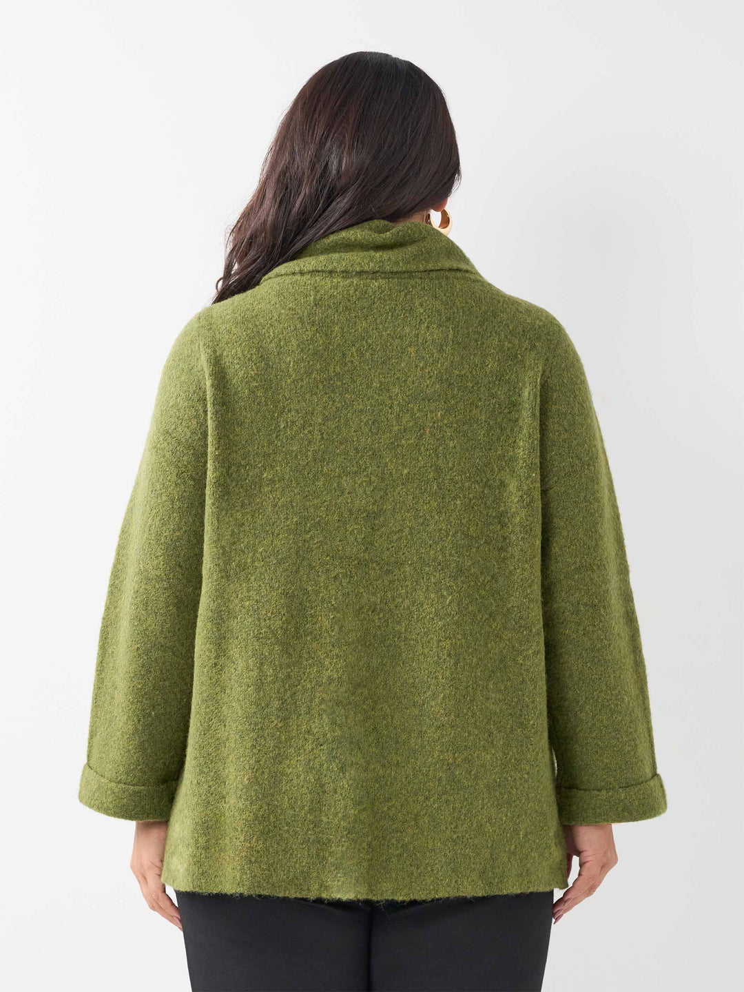 Rolled Collar Knit Jumper - Olive