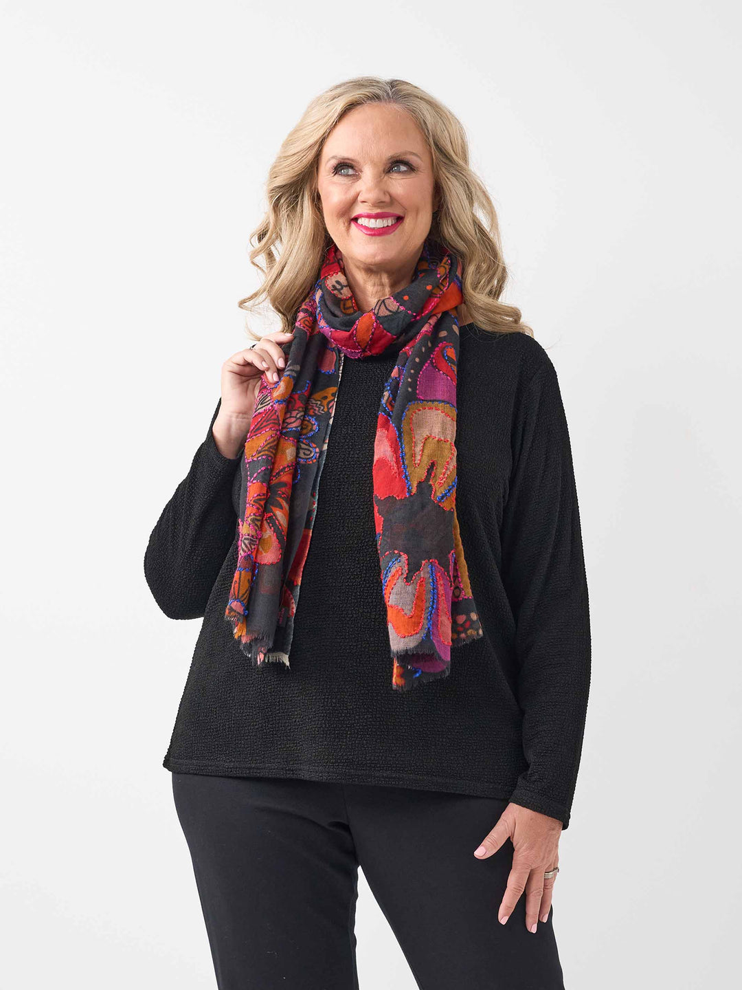 Winter Garden Embroidered Wool Scarf